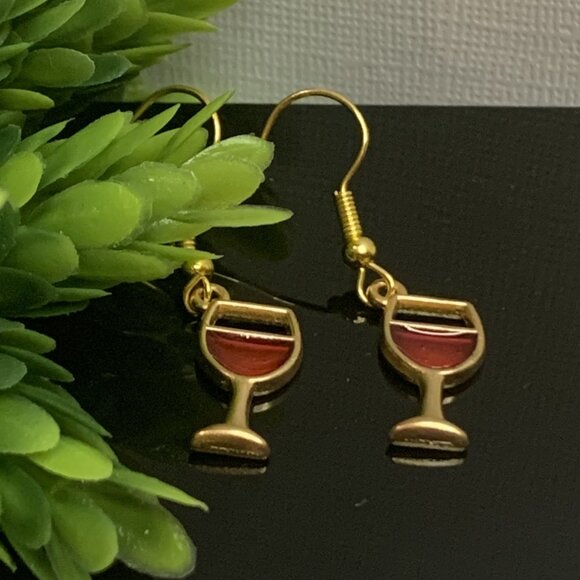 Wine Earring, Alcohol Earring, Drink Earring, Funny Food Earring, Gift Idea - Picture 1 of 9